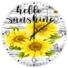 15x15 Inch Wooden Clock Wall Hello Sunshine Sunflower Fireplace Decor for Living Room Retro Wood Clocks Double-Sided Round Wooden Wall Clock Rustic for Pool Fitness Room view 1