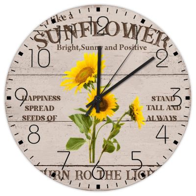 15x15 Inch Wood Wood Clocks Be I Like A Sunflower Bright Sunny and Positive Wall Decor for Patio Farmhouse Wood Clocks Double-Sided Round Wooden Wall Clock Vintage for Auto Shop Girls Room