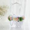 Mokylor 2Pcs Flower Girl Baskets with Artificial Flower, Sweet Romantic Petals Basket with Lace and Pearl for Wedding Party Decor view 2