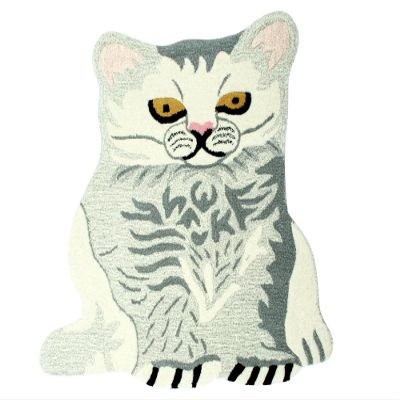 Exotic India Snow-White Cat Yogic Asana Mat from Mirzapur - Wool