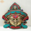 10" Brass Wall Hanging Goddess Kali Face with Inlay Work - Brass with Inlay Work view 1