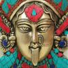 10" Brass Wall Hanging Goddess Kali Face with Inlay Work - Brass with Inlay Work view 3