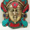 10" Brass Wall Hanging Goddess Kali Face with Inlay Work - Brass with Inlay Work view 4