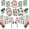 Pajean 170 Pcs Hawaiian Luau Party Supplies Aloha Plates and Napkins Party Supplies Aloha Tiki Tablecloth Tableware Set Summer Hawaii Paper Cups Cutlery Serves 24 Guests view 1