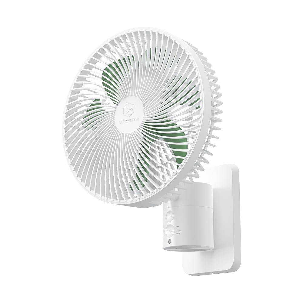 LEMOISTAR 8 Inch Small Wall Mounted Fan with Remote Control, 90 Oscillating, 4 Speeds High Velocity, Timer, Adjustable Tilt, 70 Inch Cord, Quiet, for RV Bedroom Home Office Garage-White