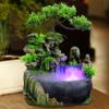 Desktop Fountain Waterfall with Rockery & LED, Indoor Relaxation Resin Ornament, Atomizing Humidifier Fountain, Zen Meditation Rockery Crafts for Office Home Bedroom Desk Decoration US Plug 110V view 2