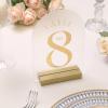 UNIQOOO 10 Pack 4" Gold Birch Wood Stands for Wedding Acrylic Sign, Wood Table Number Holders for 1/8 Thick Acrylic Sheets | Wedding Display Stand, Card Holder for Bar Menu, Retail Sign, Party view 2