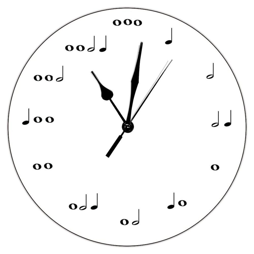 Funny Wall Clock Music Note Silent Non-Ticking Battery Operated Decorative PVC Clock for Home Living Room 10x10 inch