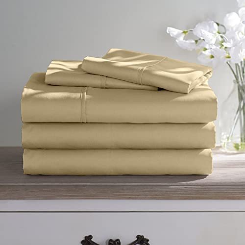 100% Long Staple Cotton 5 Piece Bed Sheet Set - Queen Size Taupe Sheets - 800 Thread Count Breathable Cooling Sheets - All Around Easy Fits Upto 12" Deep Pockets Sheets & Pillowcases Set
