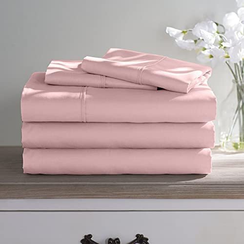 100% Long Staple Cotton 5 Piece Bed Sheet Set - Full XL Size Pink Sheets - 800 Thread Count Breathable Cooling Sheets - All Around Easy Fits Upto 12" Deep Pockets Sheets & Pillowcases Set