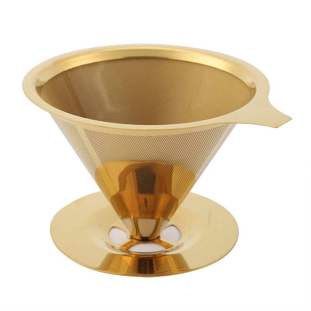 Stainless Steel tita nium Gold Pour Over Coffee Dripper , Pour Over Coffee Dripper , Paperless Reusable Single Cup Coffee Maker with Cup Stand and Handle , Pour Over Coffee Dripper , Stainless Steel T