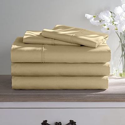 100% Long Staple Cotton 5 Piece Bed Sheet Set - Cal-King Size Taupe Sheets - 800 Thread Count Breathable Cooling Sheets - All Around Easy Fits Upto 12" Deep Pockets Sheets & Pillowcases Set