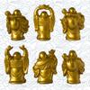 Addune Set of 6 Laughing Happy Buddha Statue Resin Figurines Feng Shui for Luck Wealth Good Gift and Collection (2.5in, Gold) view 2