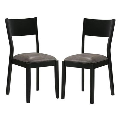 Furniture of America Kapok Wood Padded Dining Chair in Black and Gray (Set of 2)