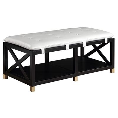 Furniture of America Tally 48.5" Wide Wood Bench with Removable Cream Cushion
