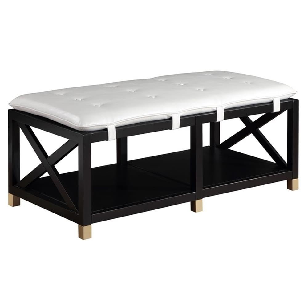 Furniture of America Tally 48.5" Wide Wood Bench with Removable Cream Cushion