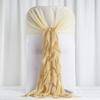 Balsa Circle 50 Champagne Premium Curly Chiffon Chair Cover Caps with Sashes for Wedding Party Ceremony Reception Decorations Washable Elegant Chair Decor view 3