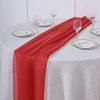 12 pcs 72-Inch Red Extra Long Premium Chiffon Table Top Runners Wedding Party Linens Dinner Events Reception Decorations view 2