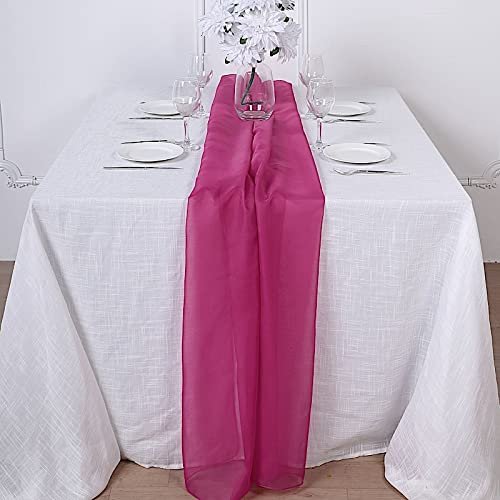 12 pcs 72-Inch Fuchsia Extra Long Premium Chiffon Table Top Runners - Wedding Party Linens Dinner Reception Decorations