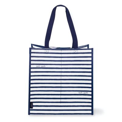 kate spade new york Reusable Grocery Tote, Navy Painted Stripe