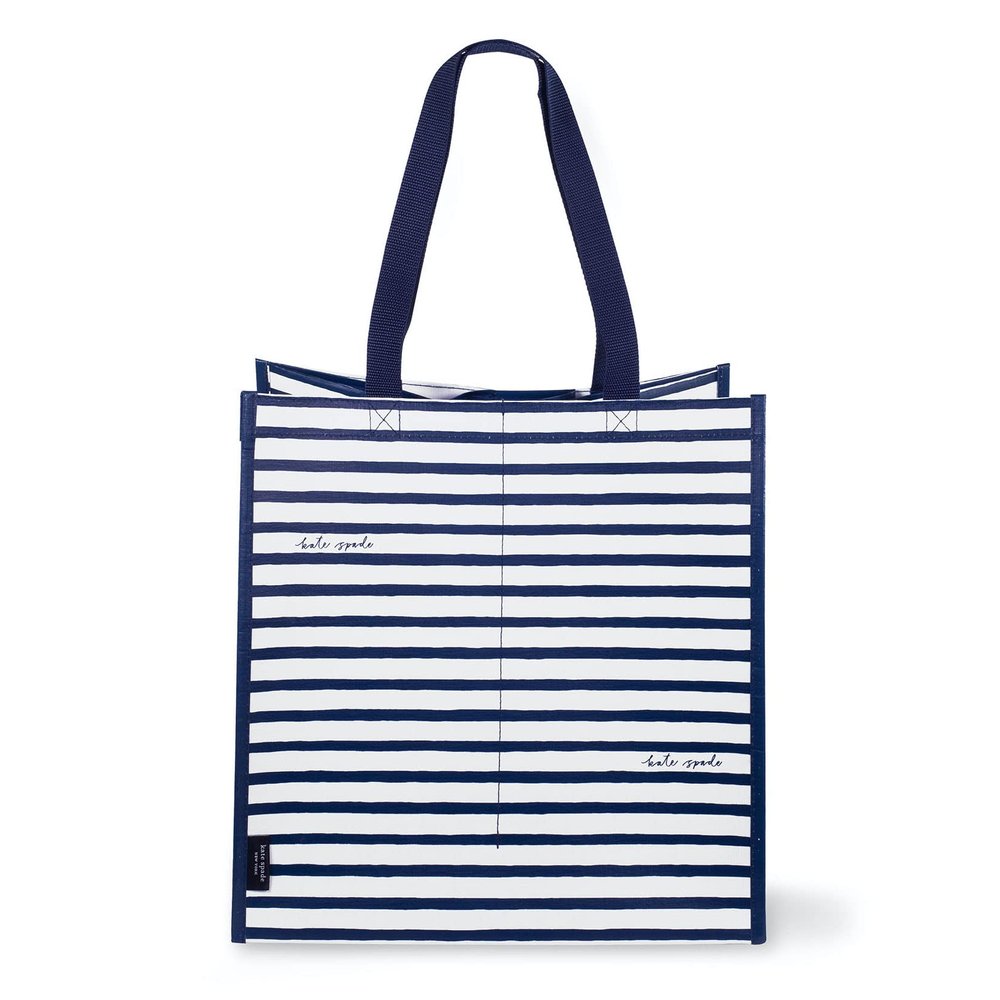kate spade new york Reusable Grocery Tote, Navy Painted Stripe
