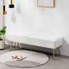 Furniliving Modern PU Leather Benches, Upholstered Tufted Leather Bedroom Ottoman 44" Ottoman Bench with X-Shaped Metal Legs for Makeup Room, Solid Bed Bench for Foyer, IvoryWhite view 1