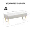 Furniliving Modern PU Leather Benches, Upholstered Tufted Leather Bedroom Ottoman 44" Ottoman Bench with X-Shaped Metal Legs for Makeup Room, Solid Bed Bench for Foyer, IvoryWhite view 2