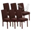 Genina Waterproof Chair Covers for Dining Room, Stretch Jacquard Dining Chair Slipcovers Removable Washable Chair Protector for Kitchen, Hotel, Restaurant (Jacquard-Chocolate, 6 PCS) view 1