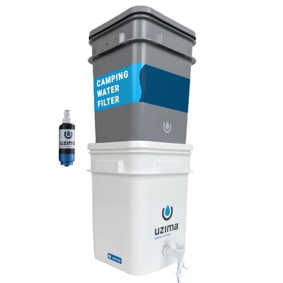 Uzima UZ-2 Camping Water Filter and Drinking Water Filter System, Portable Survival Backpacking Purification Gear for Glamping, Hiking, Hunting Essentials, Military Gear, and Camping Essentials