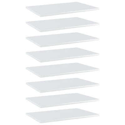 CHARMMA 8pcs Bookshelf Boards Chipboard Replacement Book Panels Bookshelves for Living Room,Study Room Organizer Display Shelves Storage Shelf for Books,Photo Frames High Gloss White 23.6"x15.7"x0.6"
