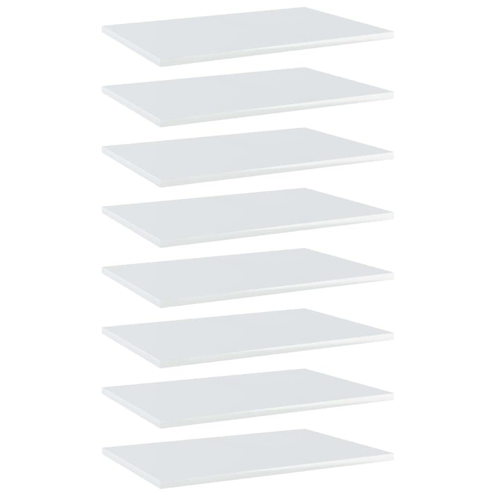 CHARMMA 8pcs Bookshelf Boards Chipboard Replacement Book Panels Bookshelves for Living Room,Study Room Organizer Display Shelves Storage Shelf for Books,Photo Frames High Gloss White 23.6"x15.7"x0.6"