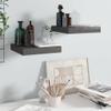 CHARMMA Floating Shelves Wall Mounted, Rustic Wood Wall Shelves for Bedroom, Bathroom, Living Room, Kitchen, Laundry Room Storage & Decoration, Set of 2 High Gloss Gray 9.1"x9.3"x1.5" MDF view 1