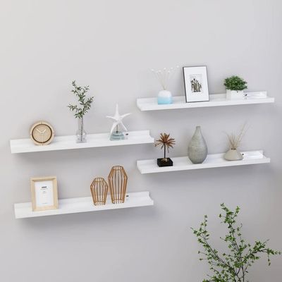CHARMMA Wall Shelves 4 pcs High Gloss White 23.6"x3.5"x1.2"-2.35KG