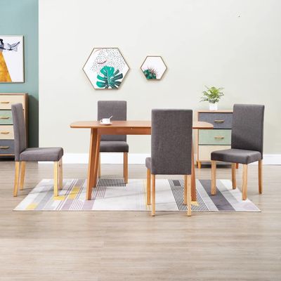 CHARMMA Dining Chairs Set of 4, Upholstered Dining Chairs with Cushioned Backrest & Wood Legs, Modern Fabric Kitchen Chair, Side Chair for Dining Room/Kitchen/Restaurant, Taupe, 16.5x20.1x37.4