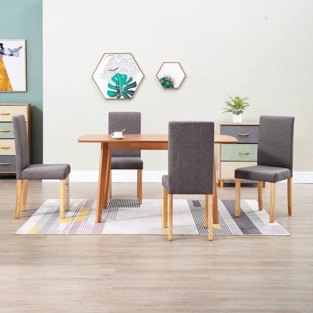 CHARMMA Dining Chairs Set of 4, Upholstered Dining Chairs with Cushioned Backrest & Wood Legs, Modern Fabric Kitchen Chair, Side Chair for Dining Room/Kitchen/Restaurant, Taupe, 16.5x20.1x37.4