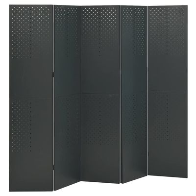 CHARMMA 5-Panel Room Divider Anthracite 78.7"x70.9" Steel-26.92KG