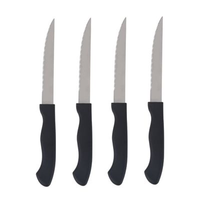 4-Piece Steak Knife Set with Soft Grip & Black Handles