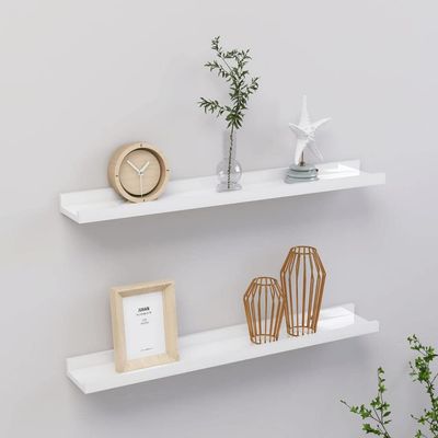 CHARMMA Wall Shelves 2 pcs High Gloss White 23.6"x3.5"x1.2"-1.24KG