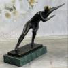 Abstract Modern Art Ice Skater Bronze Sculpture Green Marble Base Figurine Figure by Think Bronze view 1