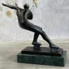 Abstract Modern Art Ice Skater Bronze Sculpture Green Marble Base Figurine Figure by Think Bronze view 4