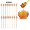 48 PC Wooden Honey Dipper Stick Mixing Stirrer Honeycomb Jar Drizzle Honey Spoon view 3