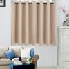 A.Monamour Short Curtain for Small Window Solid Beige Blackout Room Darkening Curtain Window Treatment Valance Window Panel Drapes Half Curtain for Kitchen Caf Bedroom Cabinet Curtain Door Curtain view 1