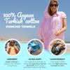 Nova Blue Towel Poncho  Tropical Pink Palm Leaves Swimsuit Coverup  Hooded Bathing Suit Coverup (33 x 37)  100% Turkish Cotton Quick Dry Towel Dress for Beach & Pool view 2