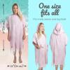 Nova Blue Towel Poncho  Tropical Pink Palm Leaves Swimsuit Coverup  Hooded Bathing Suit Coverup (33 x 37)  100% Turkish Cotton Quick Dry Towel Dress for Beach & Pool view 3