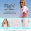 Nova Blue Towel Poncho  Tropical Pink Palm Leaves Swimsuit Coverup  Hooded Bathing Suit Coverup (33 x 37)  100% Turkish Cotton Quick Dry Towel Dress for Beach & Pool view 4