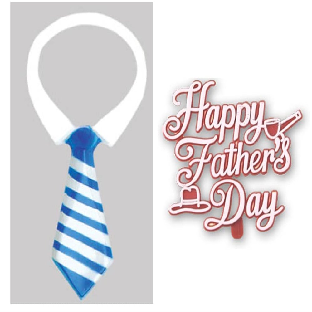 Oasis Supply, Summer Fun, Fathers Day Cake Topper Kit - Happy Father's Day, Collar & Tie Toppers