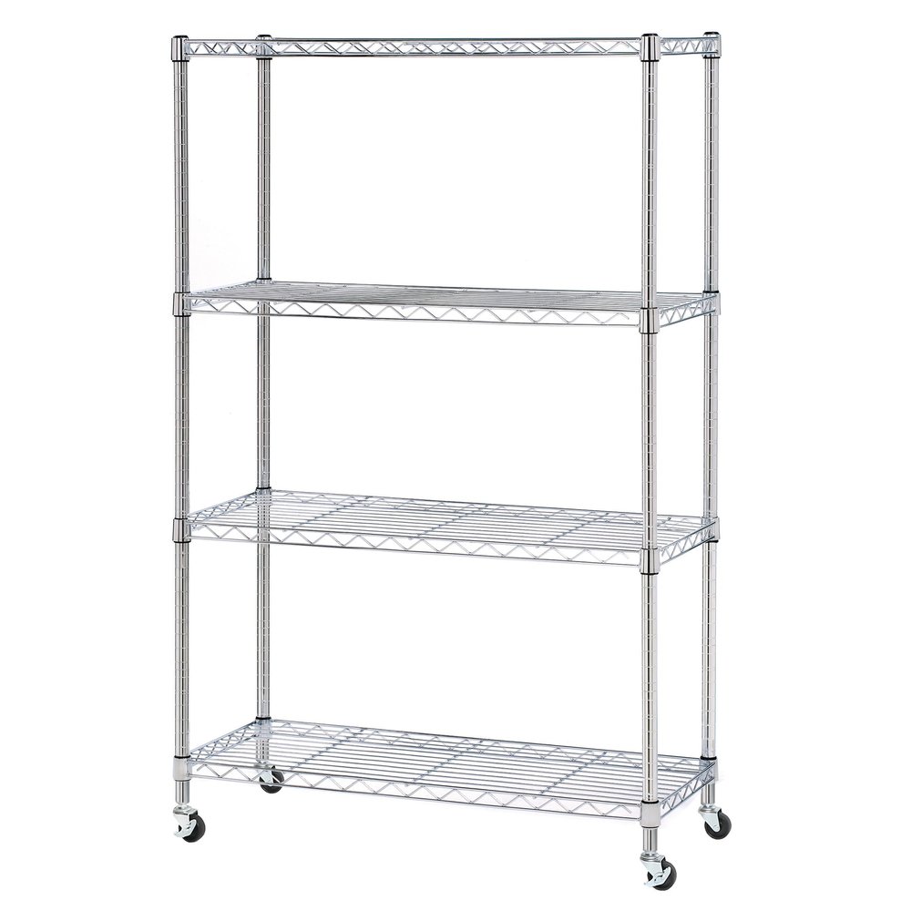 Seville Classics Solid Steel Wire Shelving Storage Unit Adjustable Shelves Organizer Rack, for Home, Kitchen, Office, Garage, Bedroom, Closet, Steel, 4-Tier, 36" W x 14" D
