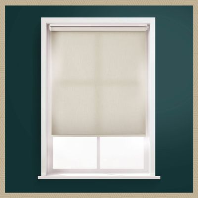 MOOD Modern Roller Shade with Minimalist Styles - Custom Size (1/8" Increment) Both Width and Height - Micro Weaved Performance Fabric | Cordless | Linen (Light Filtering) | 48.5" W x 48" H