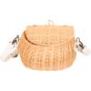 Stylish Rattan Woven Shoulder Bag for Kids, Multi-Functional Basket for Bike, Scooter, and Storage, 7.87X6.29X4.72 Inch, Khaki view 1