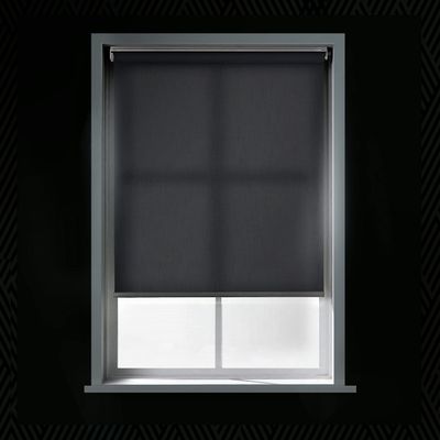 MOOD Modern Roller Shade with Minimalist Styles - Custom Size (1/8" Increment) Both Width and Height - Micro Weaved Performance Fabric | Cordless | Black (Light Filtering) | 47.5" W x 48" H